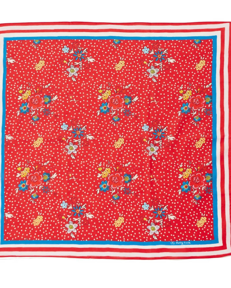 Front of a size one-size-fits-all Flower Patch Bandana Scarf In Red in Red by Created By. | dia_product_style_image_id:353580
